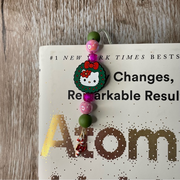 Bookmark Kitty Christmas Handcrafted Artisan Beaded Metal Journal Gift Read Book - Picture 3 of 3